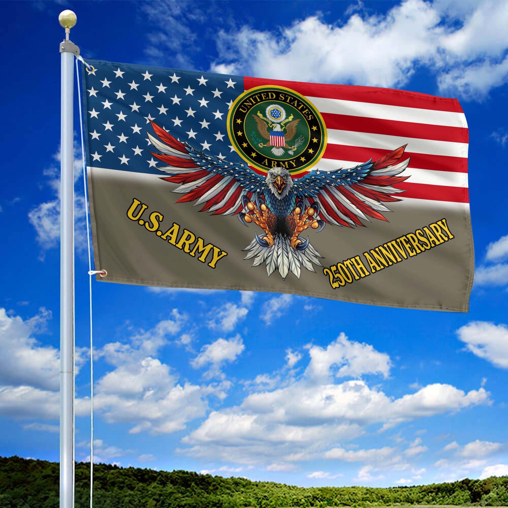 Premium 250th Anniversary Of The Army Grommet Flag, Gifts For Army Veteran, Best Gifts On Father's Day, Veterans Day.