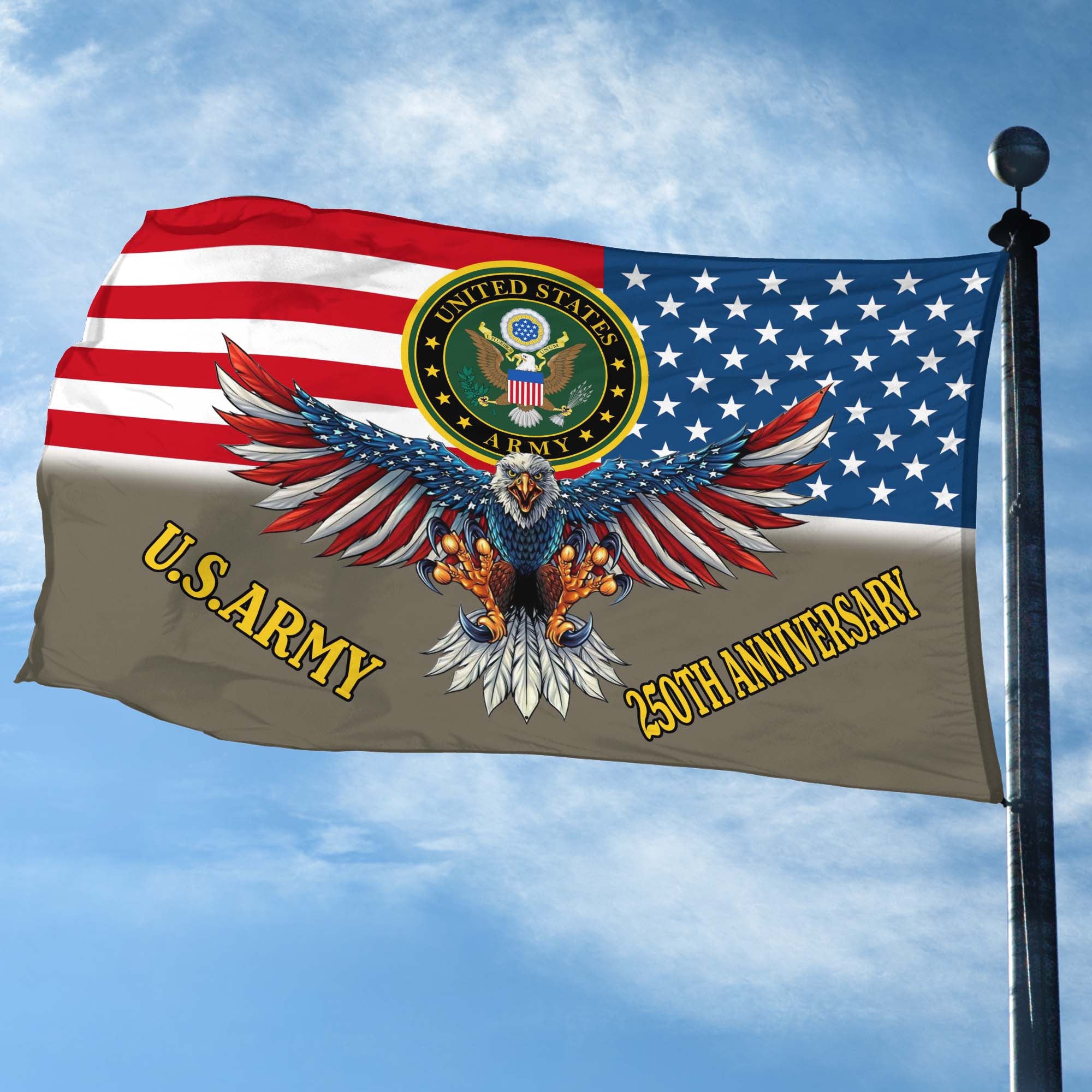 Premium 250th Anniversary Of The Army Grommet Flag, Gifts For Army Veteran, Best Gifts On Father's Day, Veterans Day.