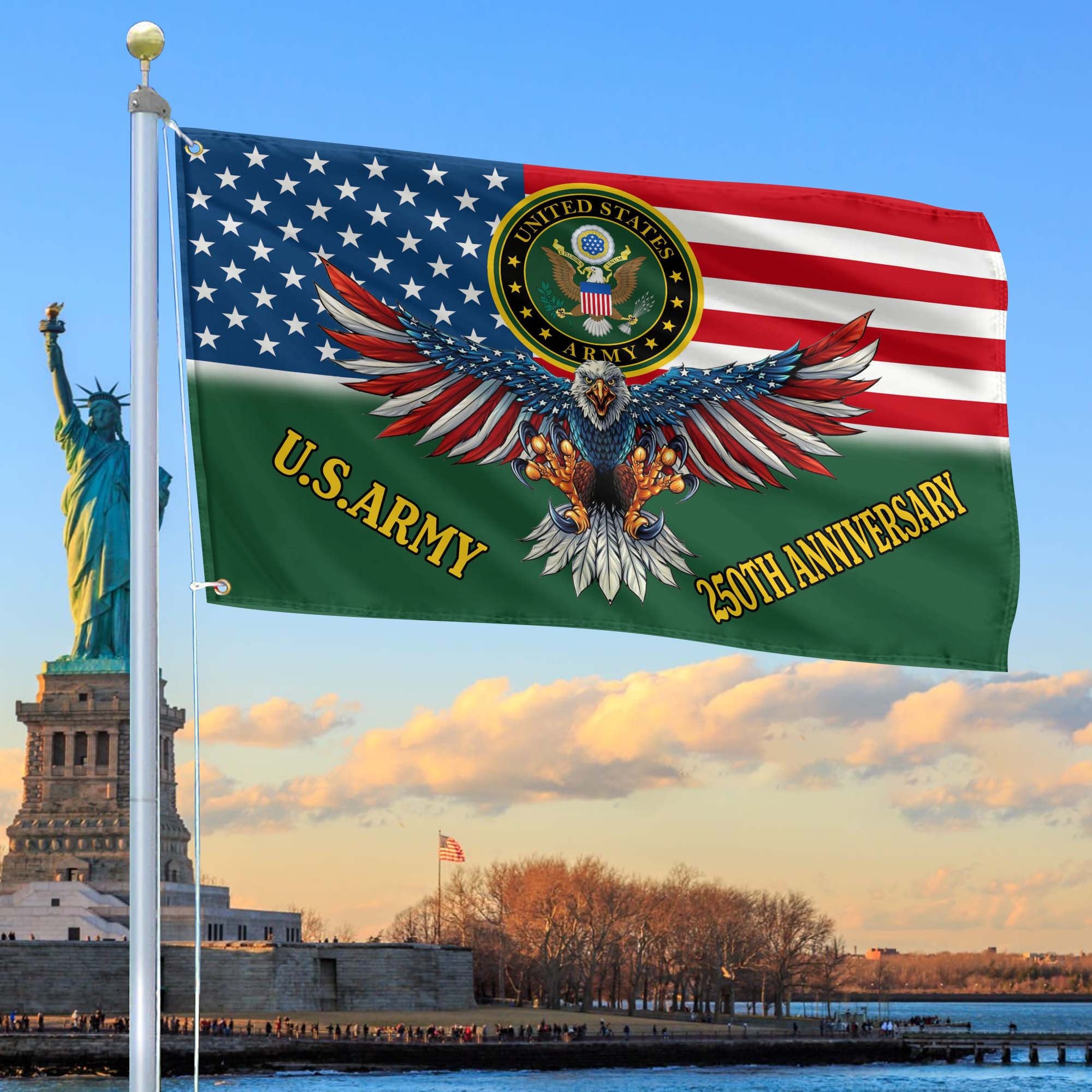 Premium 250th Anniversary Of The Army Grommet Flag, Gifts For Army Veteran, Best Gifts On Father's Day, Veterans Day.
