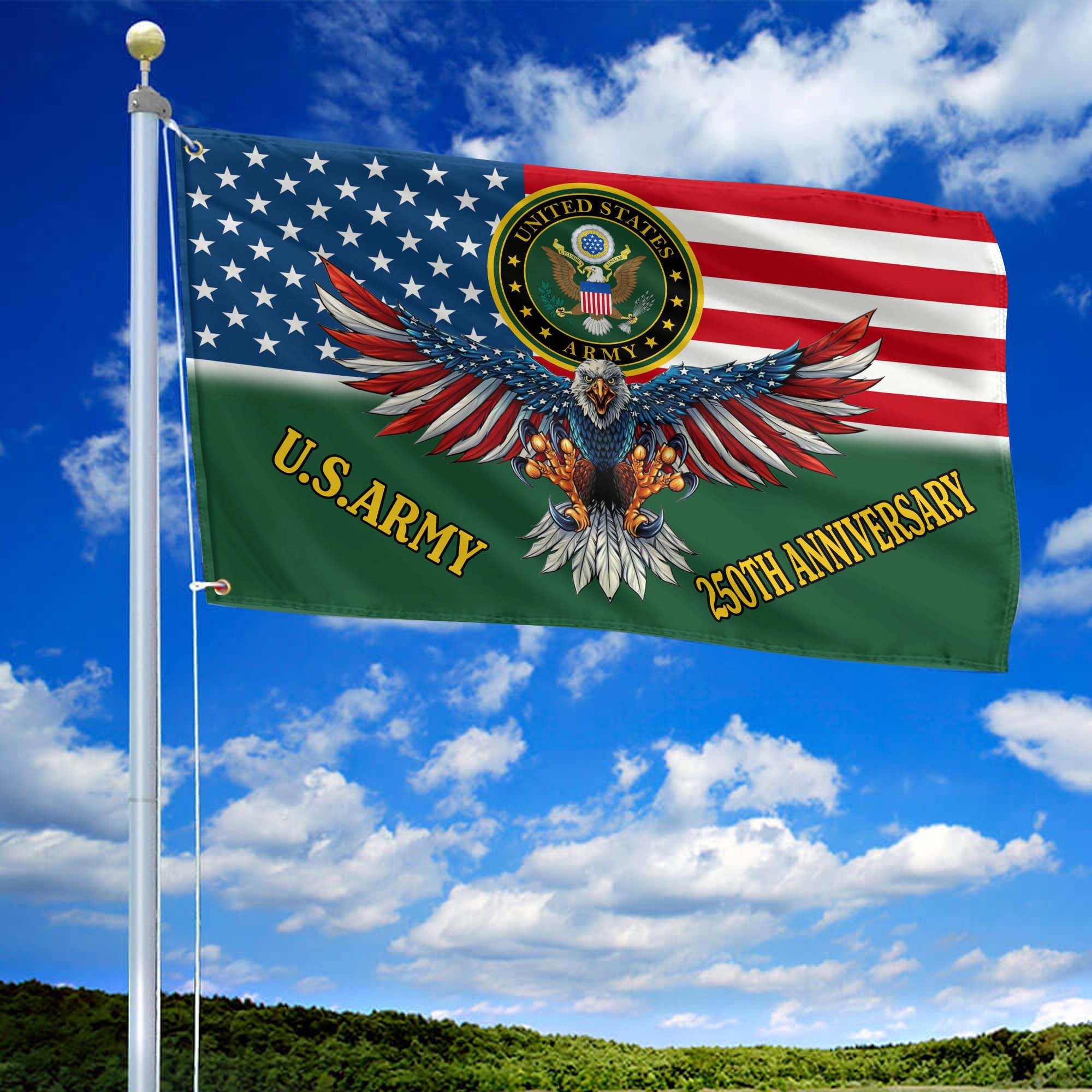 Premium 250th Anniversary Of The Army Grommet Flag, Gifts For Army Veteran, Best Gifts On Father's Day, Veterans Day.