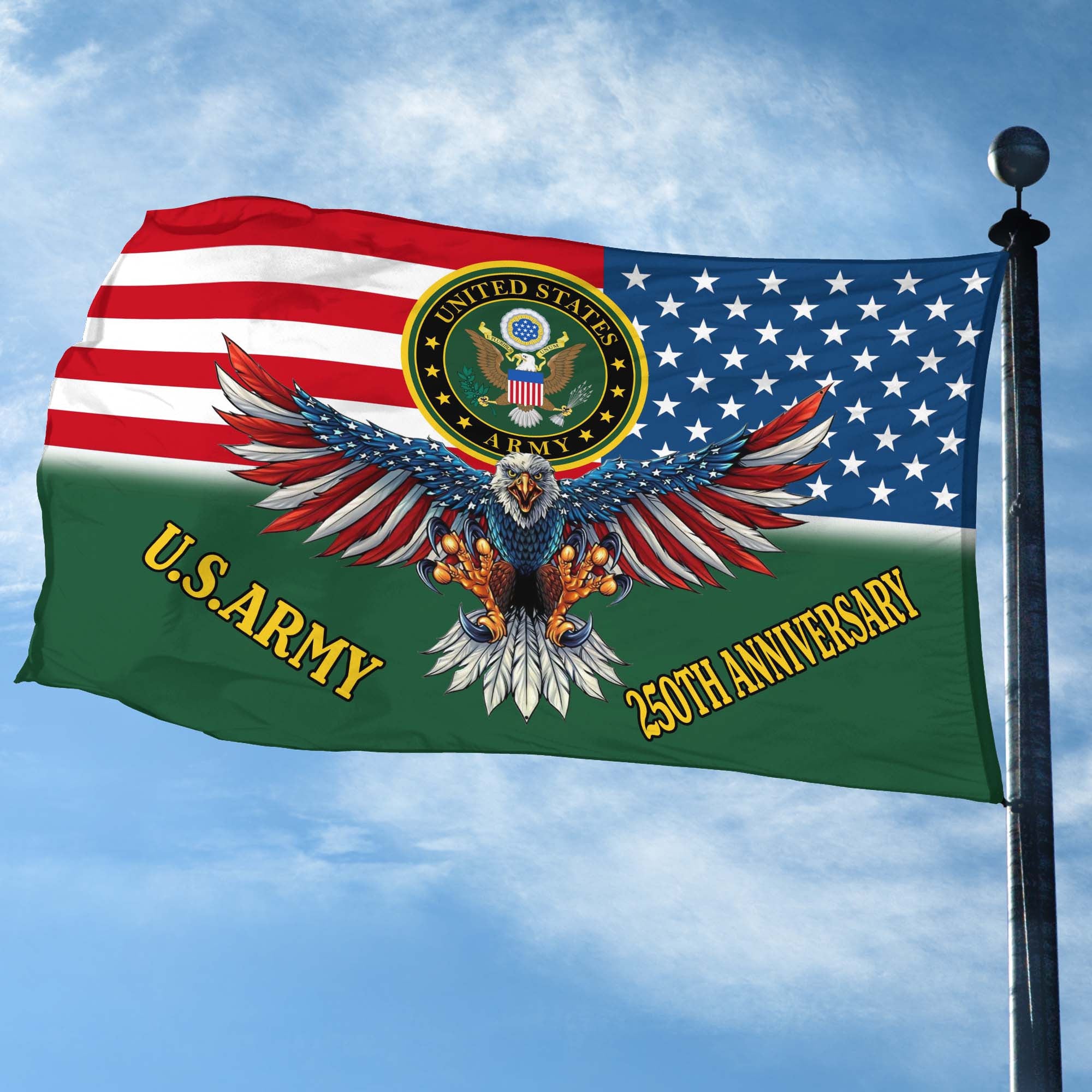 Premium 250th Anniversary Of The Army Grommet Flag, Gifts For Army Veteran, Best Gifts On Father's Day, Veterans Day.