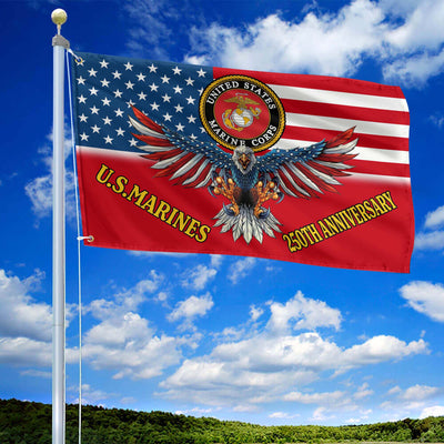 Premium USMC Grommet Flag, 250th Anniversary Marine Corps Flag, Gifts For Marine Veteran, Best Gifts On Father's Day, Veterans Day.