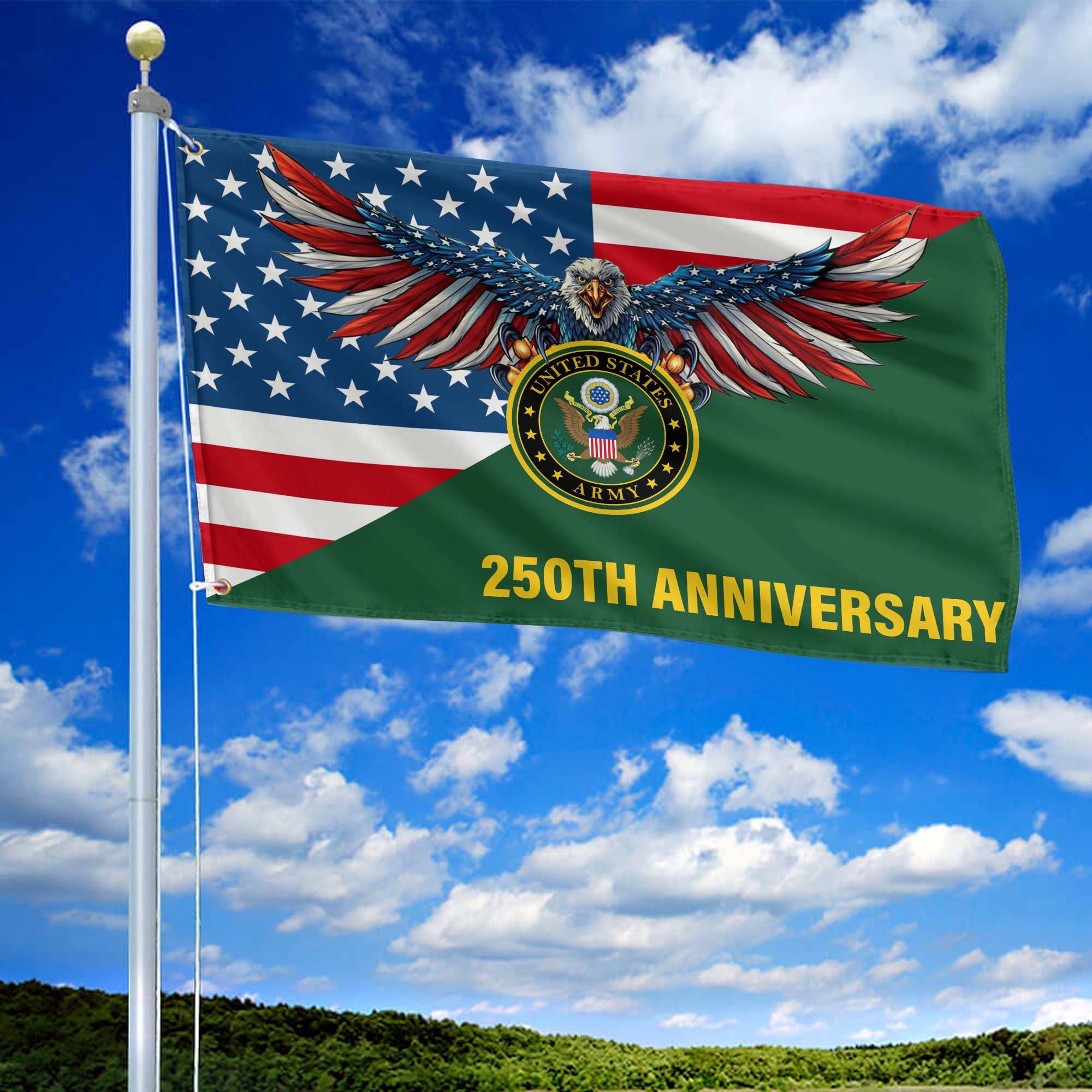 Premium 250th Anniversary Of The Army Grommet Flag, Gifts For Army Veteran, Best Gifts On Father's Day, Veterans Day.