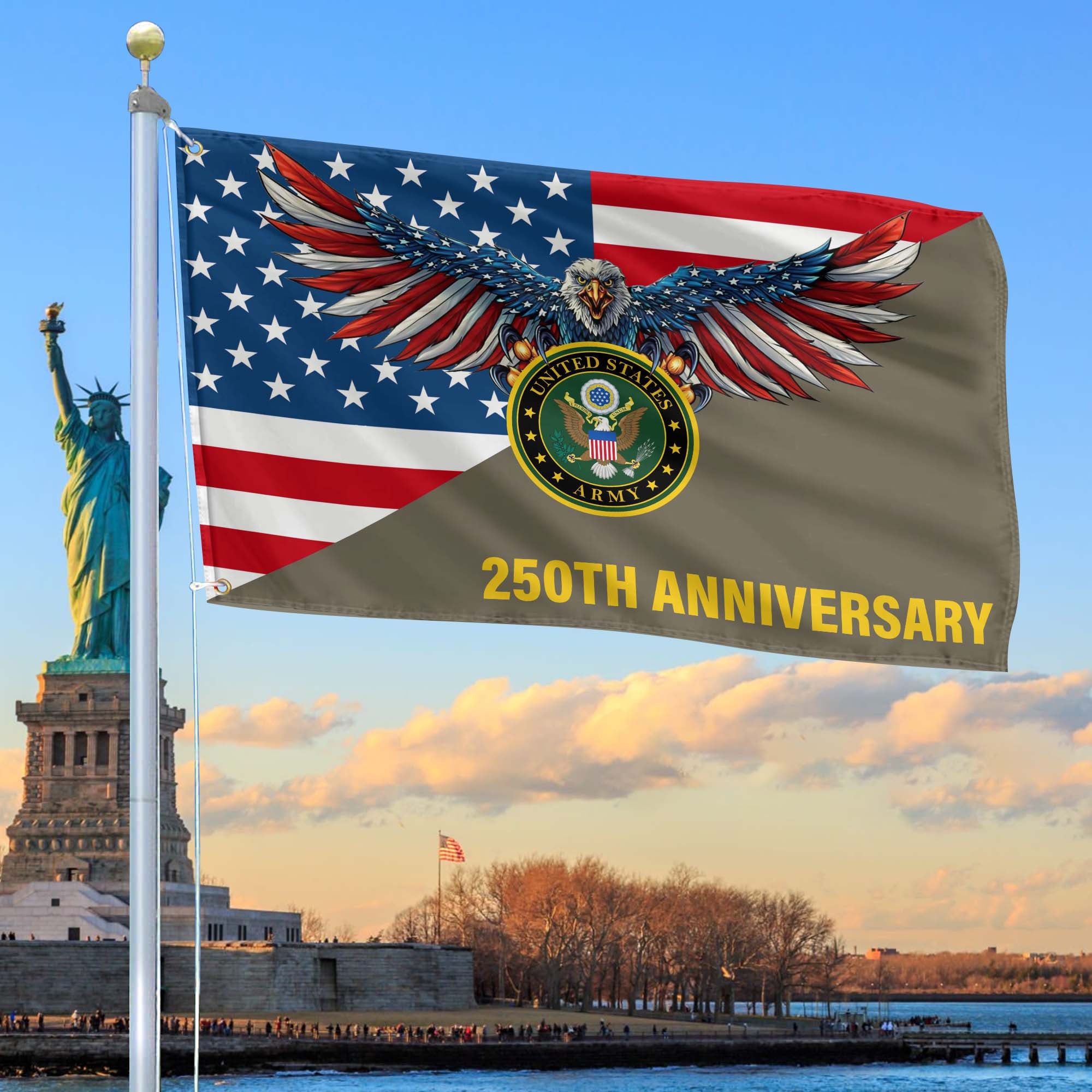 Premium 250th Anniversary Of The Army Grommet Flag, Gifts For Army Veteran, Best Gifts On Father's Day, Veterans Day.