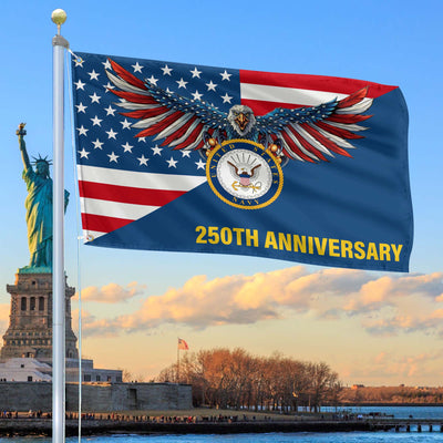 Premium US Navy Grommet Flag, 250th Anniversary Navy Flag, Gifts For Navy Veteran, Best Gifts On Father's Day, Veterans Day.
