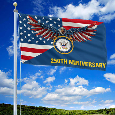 Premium US Navy Grommet Flag, 250th Anniversary Navy Flag, Gifts For Navy Veteran, Best Gifts On Father's Day, Veterans Day.