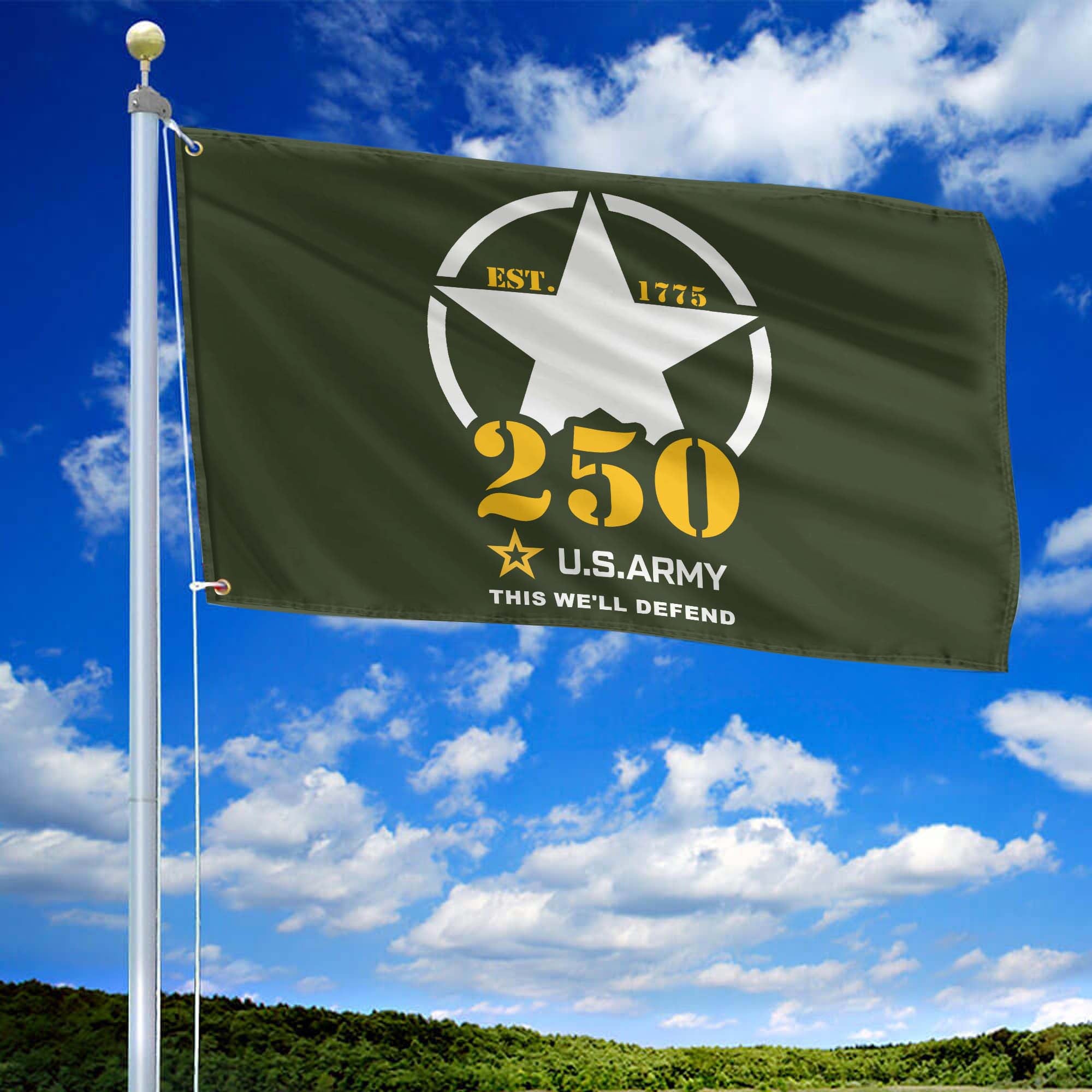 Premium 250th Anniversary Of The Army Grommet Flag, Gifts For Army Veteran, Best Gifts On Father's Day, Veterans Day.
