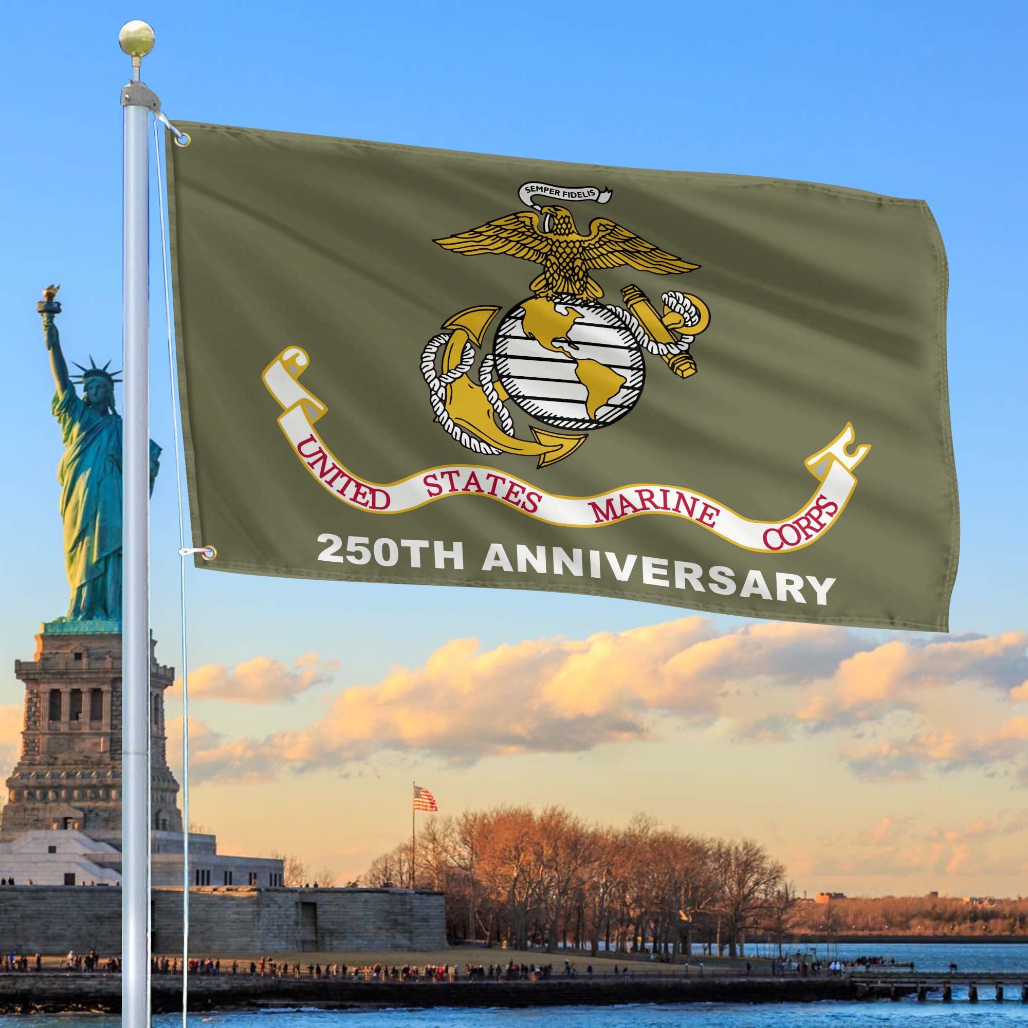 Premium USMC Grommet Flag, 250th Anniversary Marine Corps Flag, Gifts For Marine Veteran, Best Gifts On Father's Day, Veterans Day.