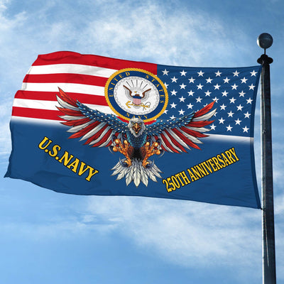 Premium US Navy Grommet Flag, 250th Anniversary Navy Flag, Gifts For Navy Veteran, Best Gifts On Father's Day, Veterans Day.