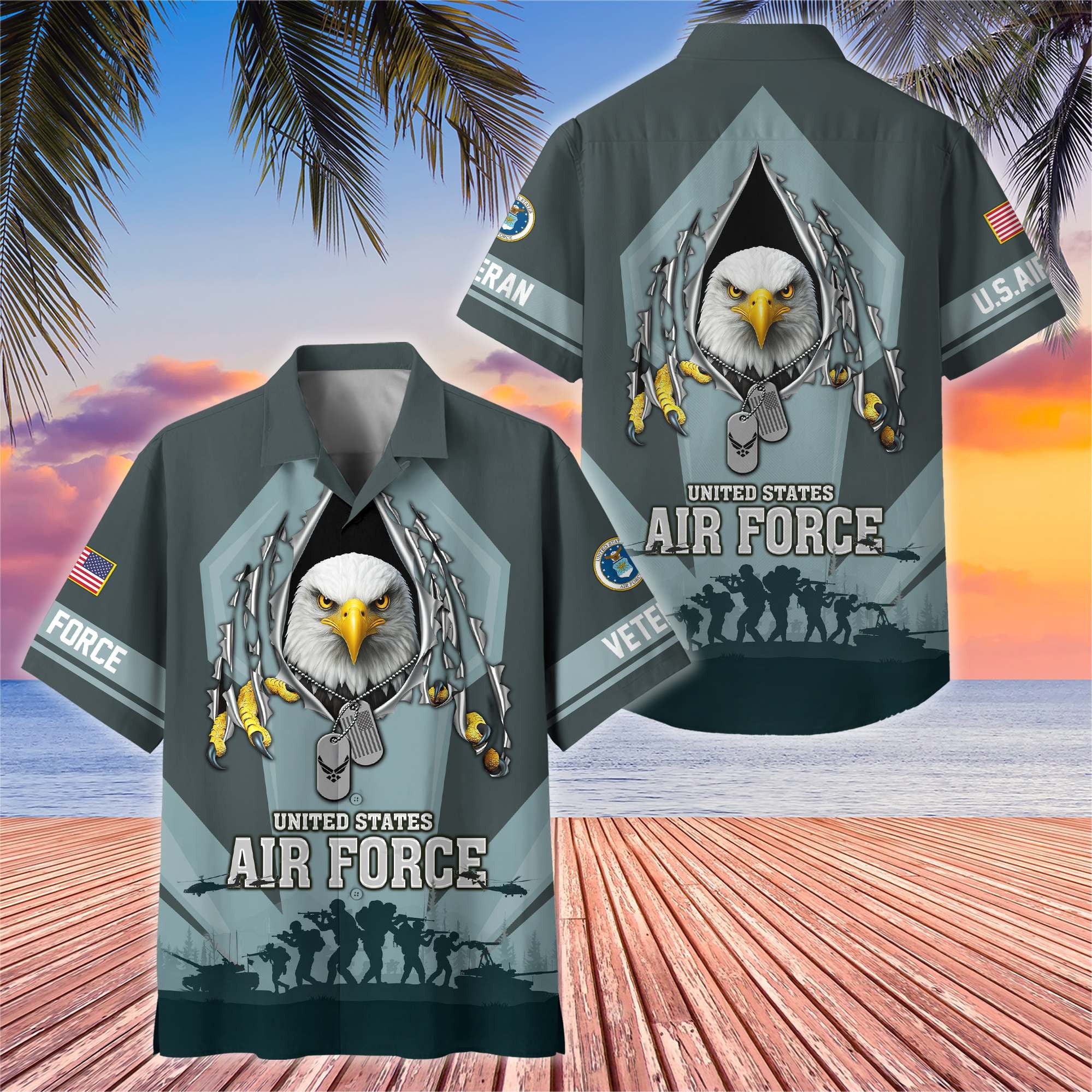 Premium US Veterans Hawaiian Shirt, Gifts For US Veterans, Gifts On Veterans Day.