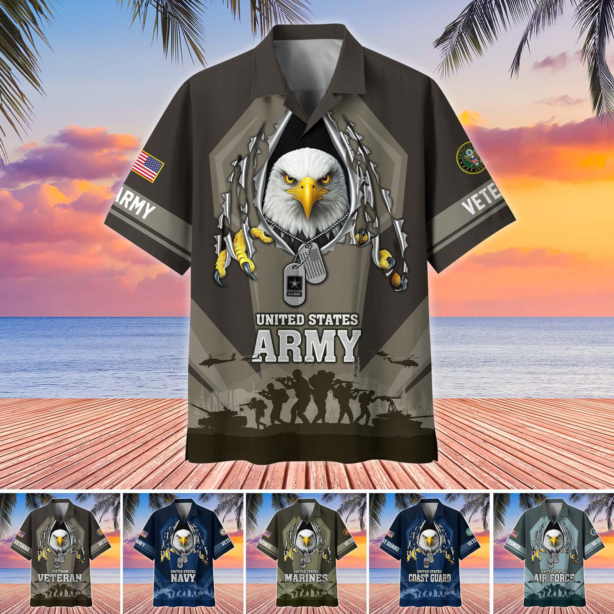 Premium US Veterans Hawaiian Shirt, Gifts For US Veterans, Gifts On Veterans Day.