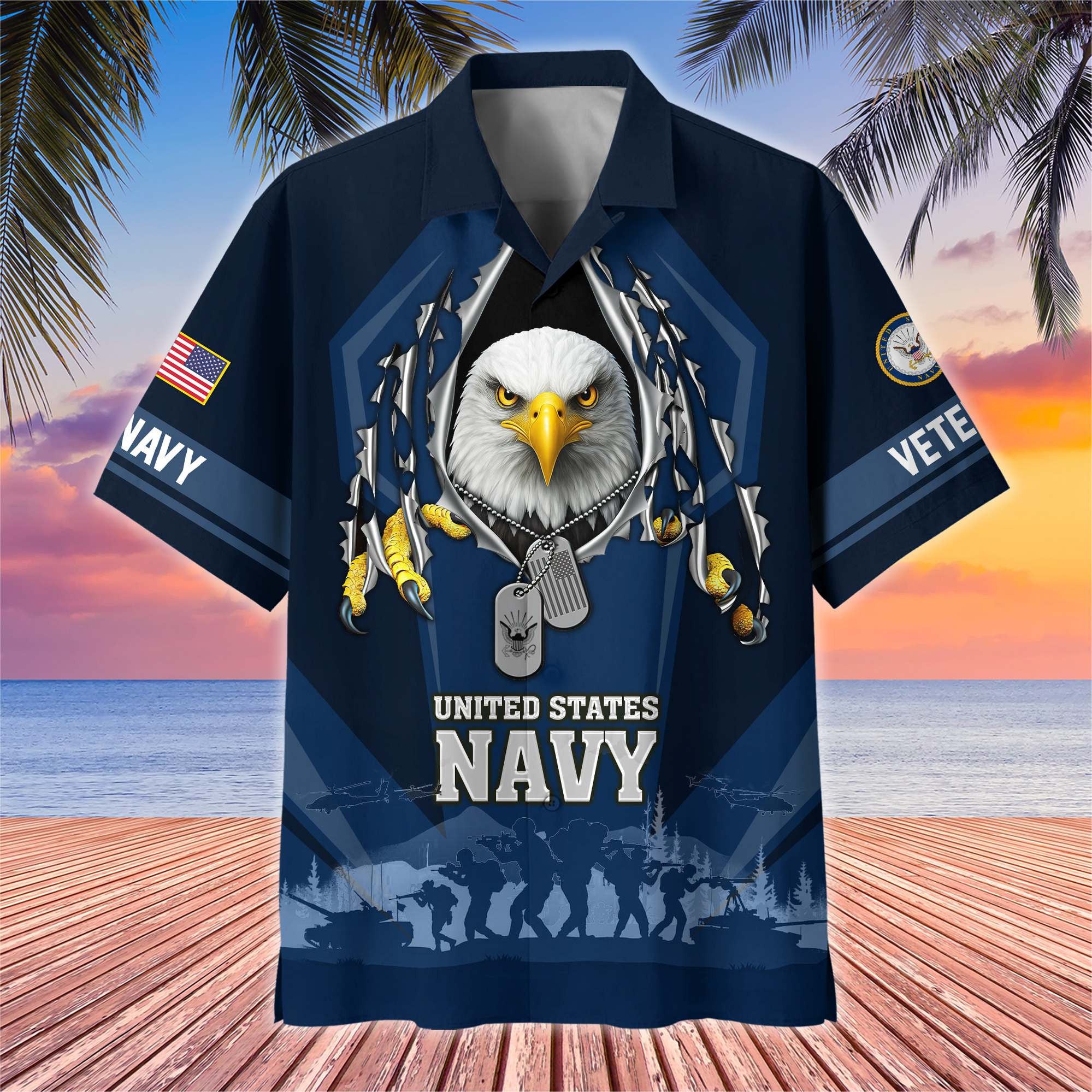 Premium US Veterans Hawaiian Shirt, Gifts For US Veterans, Gifts On Veterans Day.