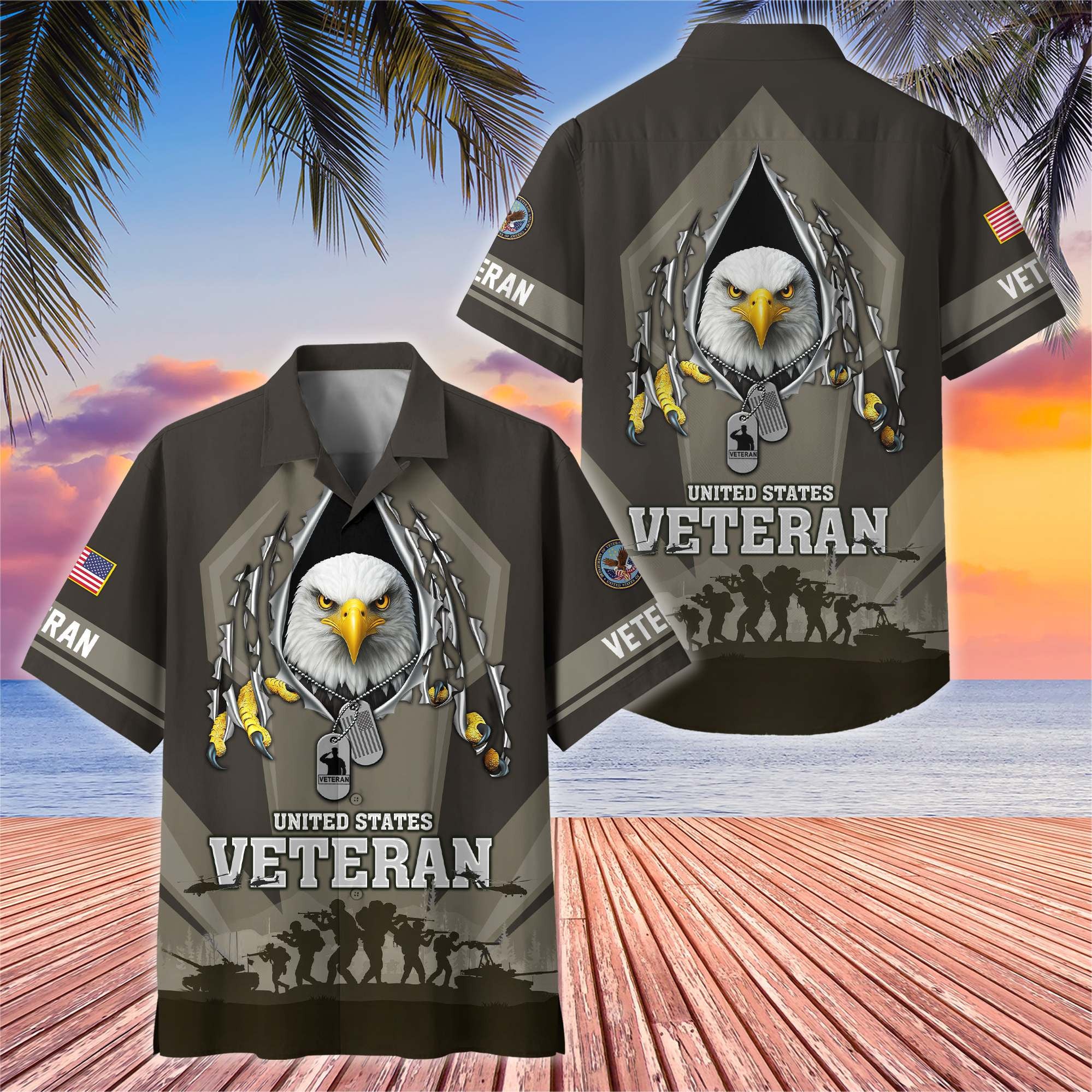 Premium US Veterans Hawaiian Shirt, Gifts For US Veterans, Gifts On Veterans Day.