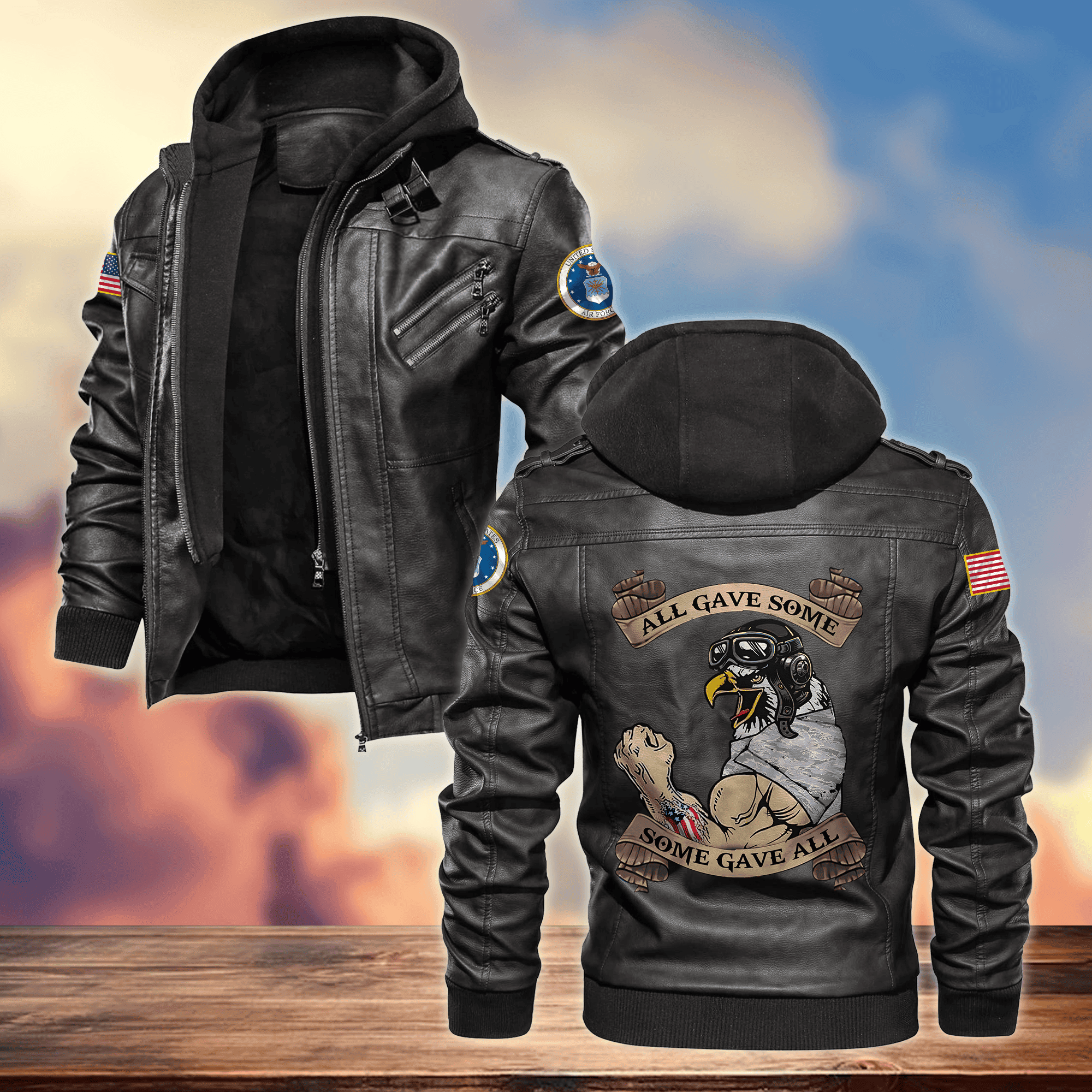 Premium USAF Veteran Leather Jacket, Gifts For Air Force Veteran, Gifts On Father's Day, Armed Forces Day, Veterans Day.