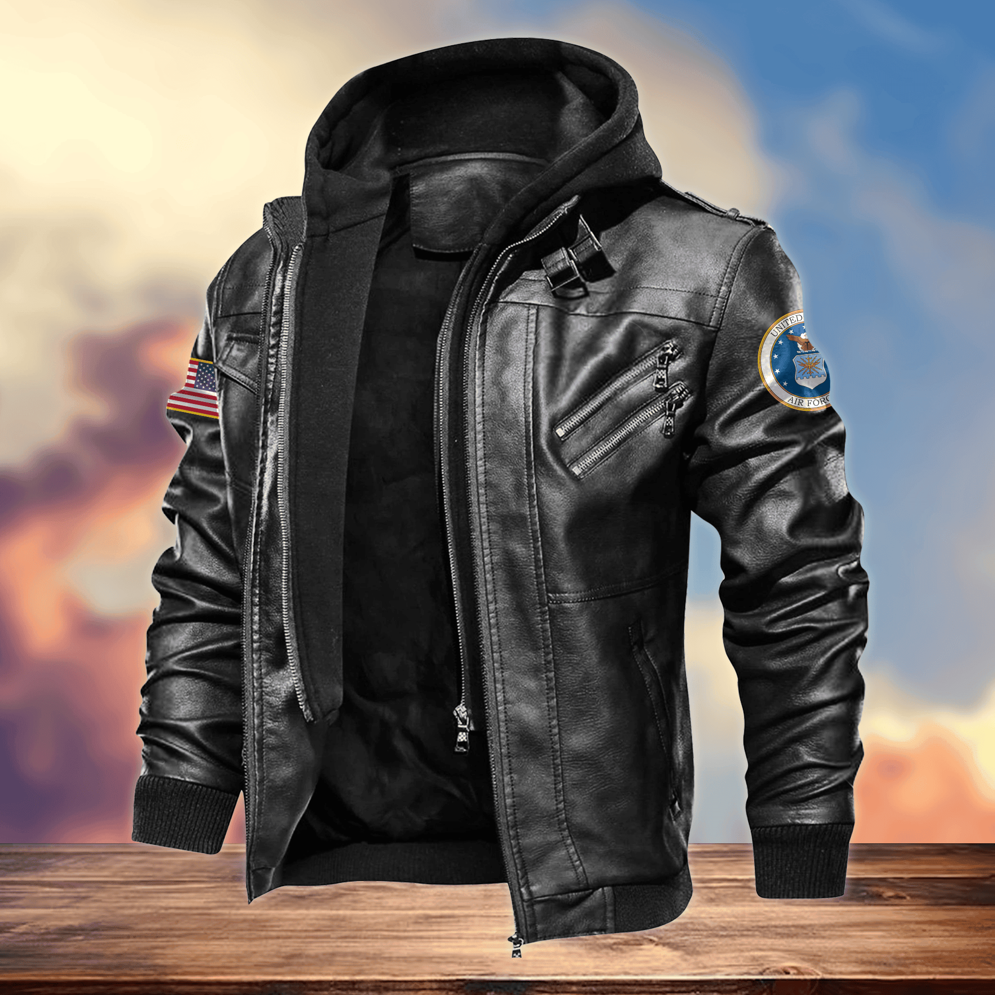 Premium USAF Veteran Leather Jacket, Gifts For Air Force Veteran, Gifts On Father's Day, Armed Forces Day, Veterans Day.
