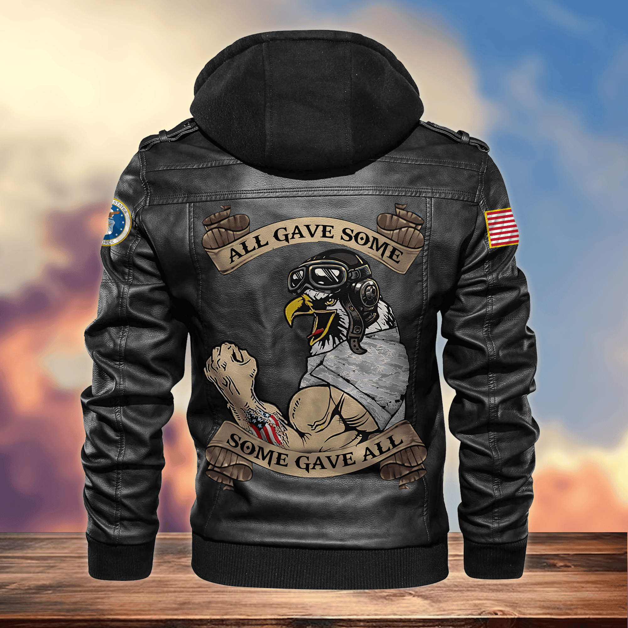 Premium USAF Veteran Leather Jacket, Gifts For Air Force Veteran, Gifts On Father's Day, Armed Forces Day, Veterans Day.
