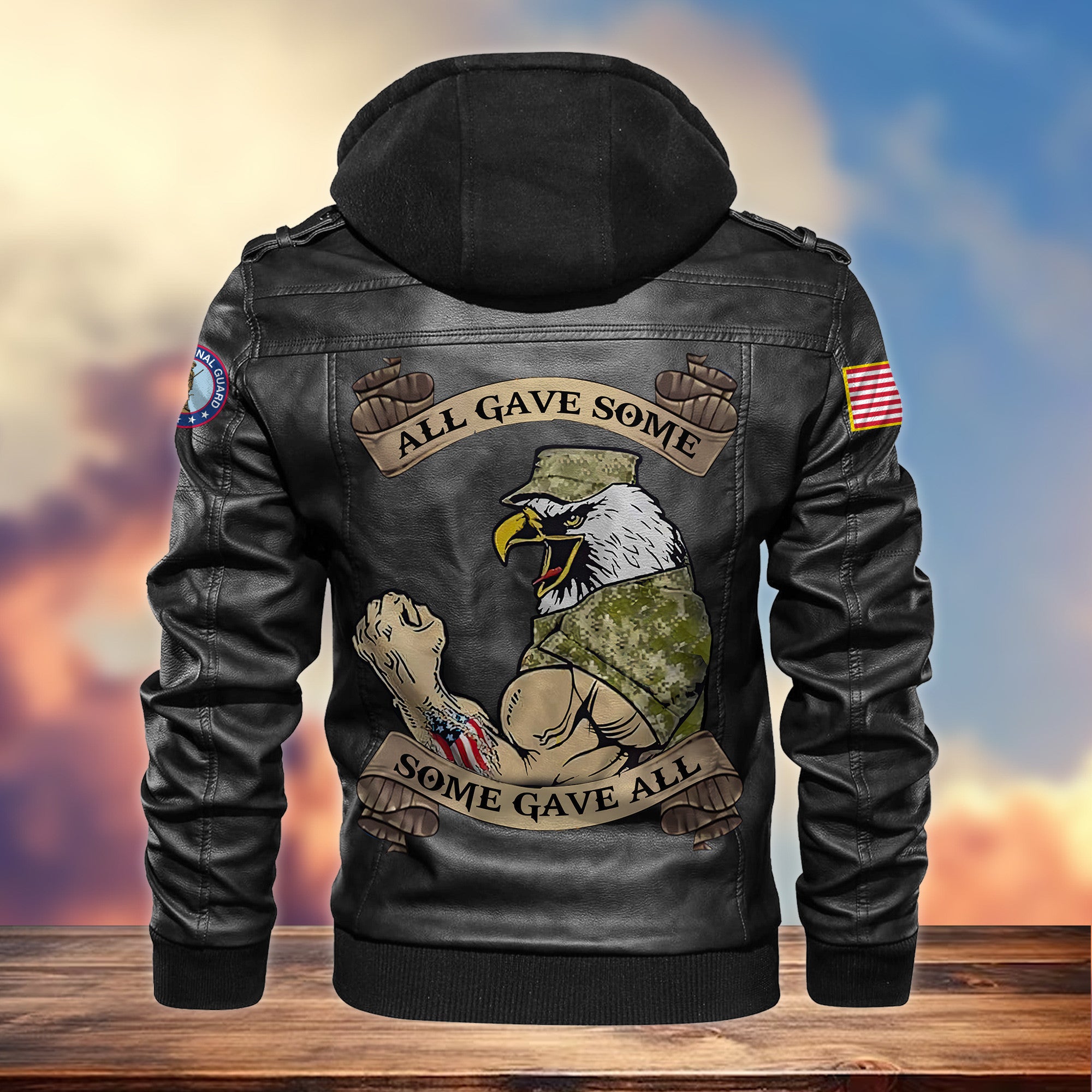 Premium US Army National Guard Veteran Leather Jacket, Gifts For Army National Guard Veteran, Gifts On Father's Day, Armed Forces Day, Veterans Day.