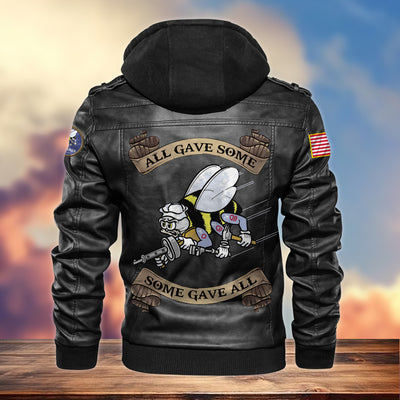 Premium US Seabees Veteran Leather Jacket, Gifts For Seabees Veteran, Gifts On Father's Day, Armed Forces Day, Veterans Day.