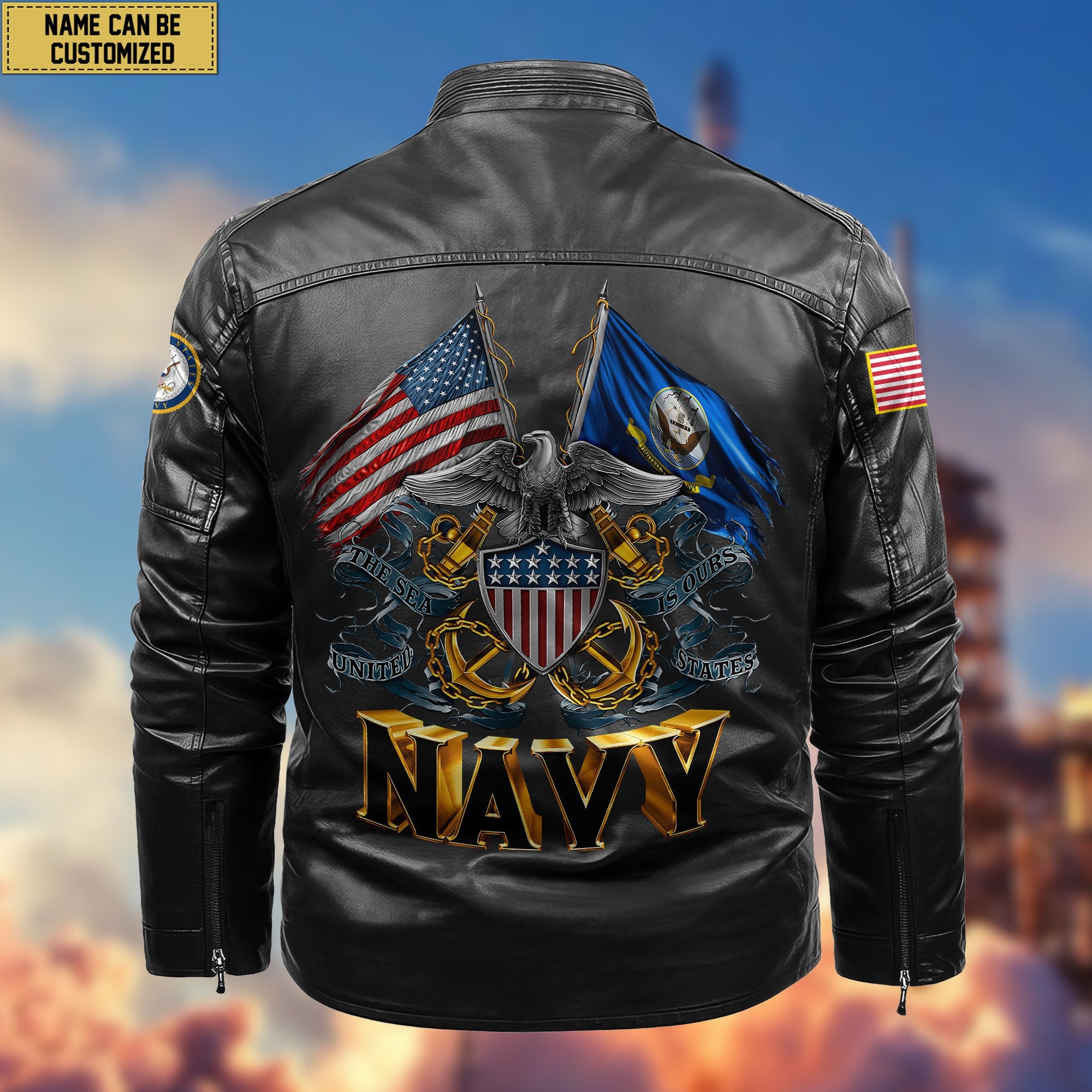 Premium Personalized US Navy Veteran Leather Jacket, Gifts For Navy Veteran, Gifts On Father's Day, Armed Forces Day, Veterans Day.