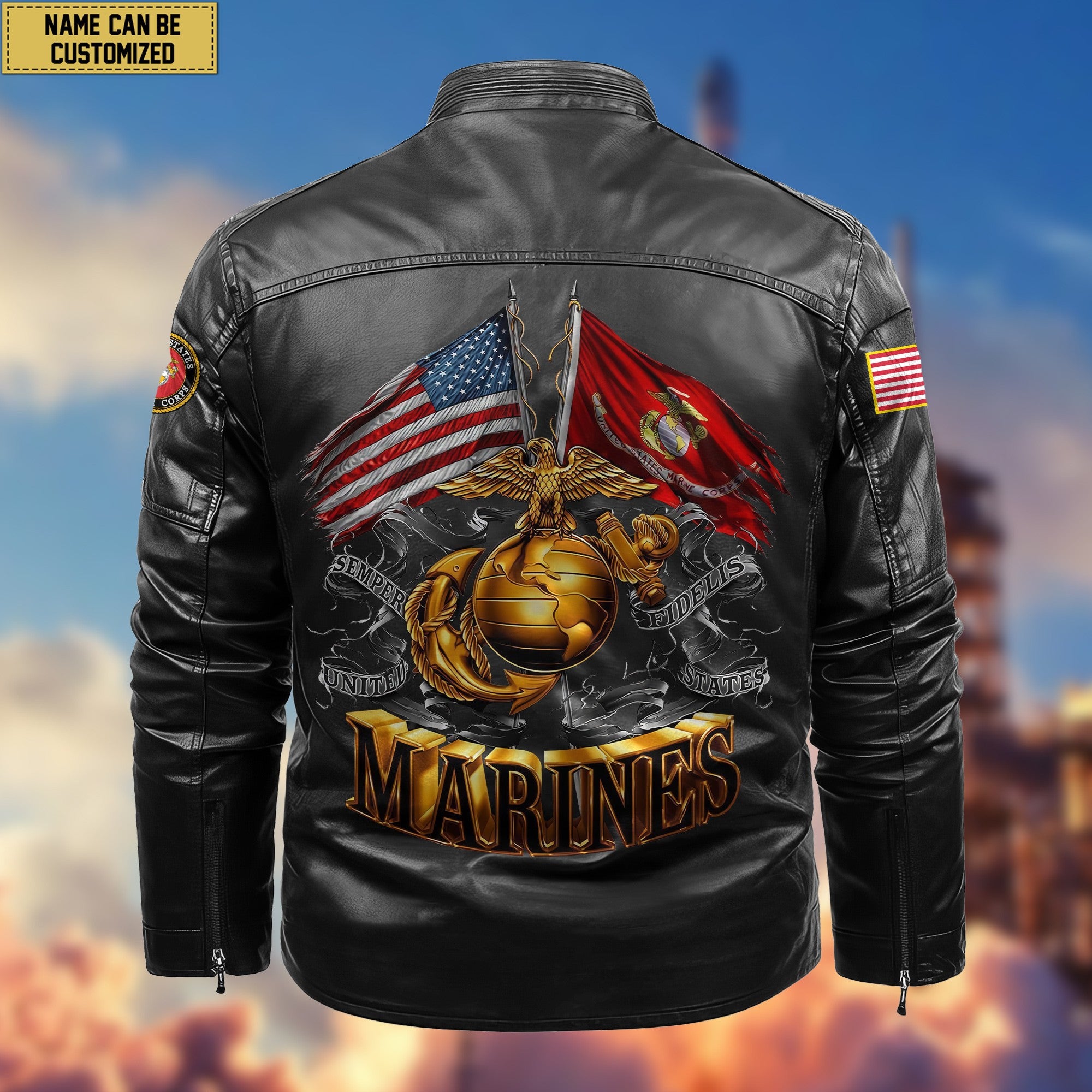 Premium Personalized USMC Veteran Leather Jacket, Gifts For Marine Veteran, Gifts On Father's Day, Armed Forces Day, Veterans Day.