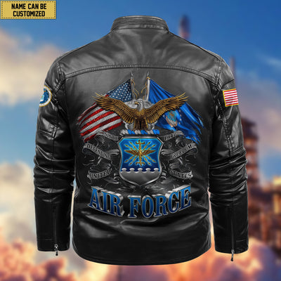 Premium Personalized USAF Veteran Leather Jacket, Gifts For Air Force Veteran, Gifts On Father's Day, Armed Forces Day, Veterans Day.