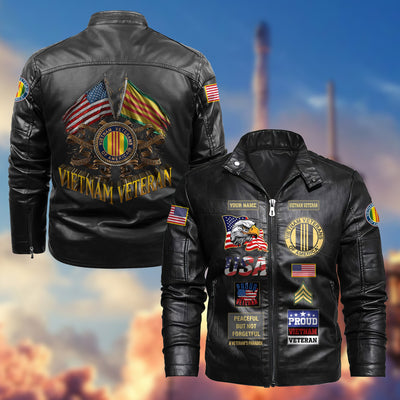 Premium Personalized Vietnam Veteran Leather Jacket, Gifts For Vietnam Veteran, Gifts On Father's Day, Armed Forces Day, Veterans Day.