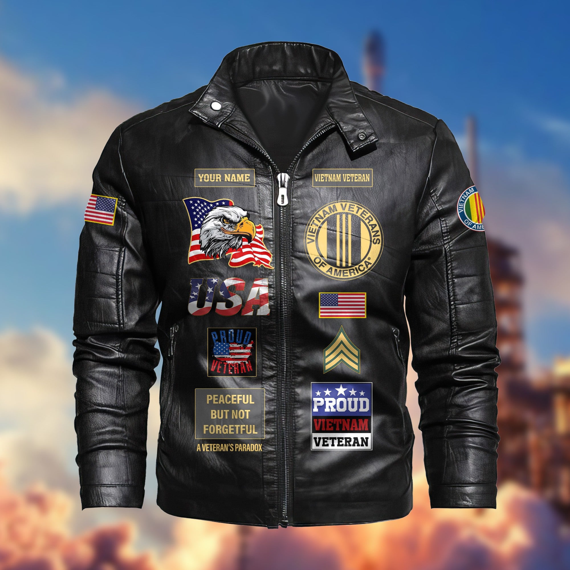 Premium Personalized Vietnam Veteran Leather Jacket, Gifts For Vietnam Veteran, Gifts On Father's Day, Armed Forces Day, Veterans Day.