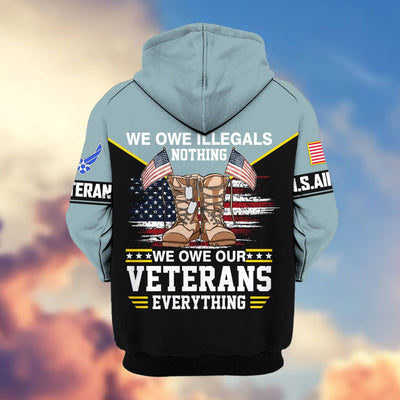 Premium US Veterans Zip Hoodie, Gifts For US Veterans, Gifts On Father's Day, Veterans Day.