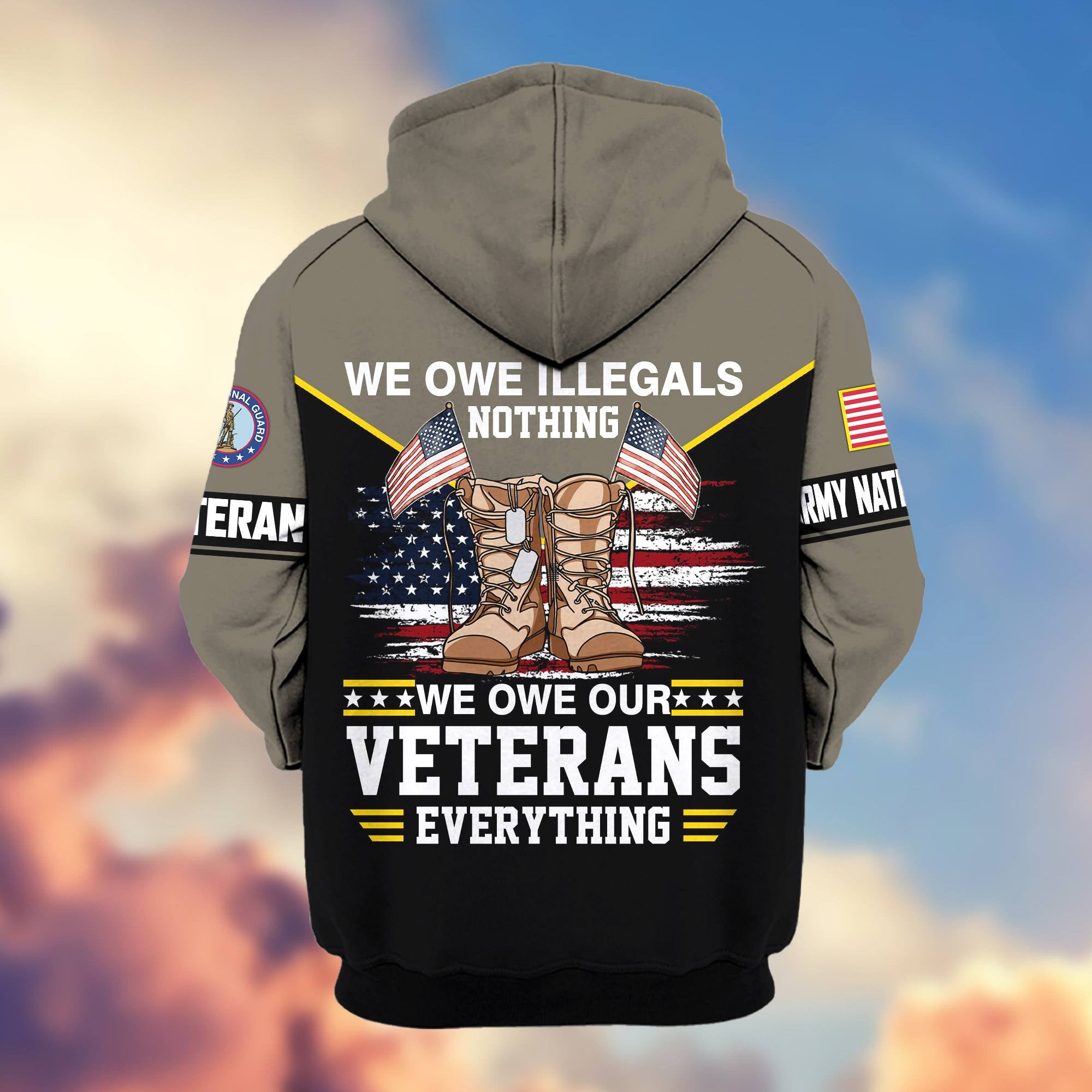 Premium US Veterans Zip Hoodie, Gifts For US Veterans, Gifts On Father's Day, Veterans Day.