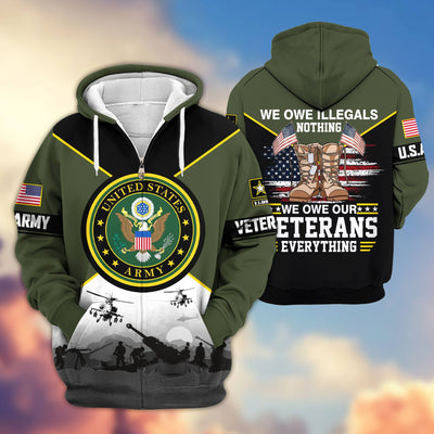 Premium US Veterans Zip Hoodie, Gifts For US Veterans, Gifts On Father's Day, Veterans Day.