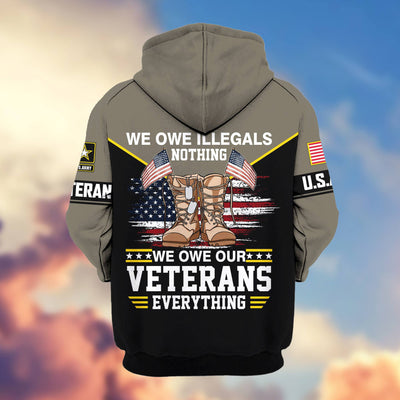 Premium US Veterans Zip Hoodie, Gifts For US Veterans, Gifts On Father's Day, Veterans Day.