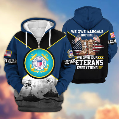 Premium US Veterans Zip Hoodie, Gifts For US Veterans, Gifts On Father's Day, Veterans Day.