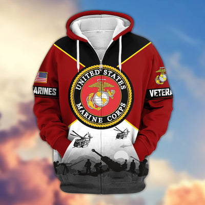 Premium US Veterans Zip Hoodie, Gifts For US Veterans, Gifts On Father's Day, Veterans Day.