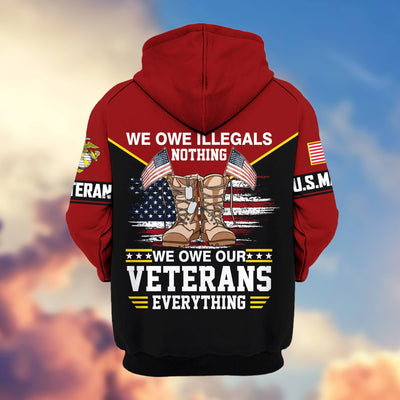 Premium US Veterans Zip Hoodie, Gifts For US Veterans, Gifts On Father's Day, Veterans Day.