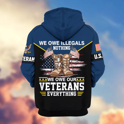 Premium US Veterans Zip Hoodie, Gifts For US Veterans, Gifts On Father's Day, Veterans Day.