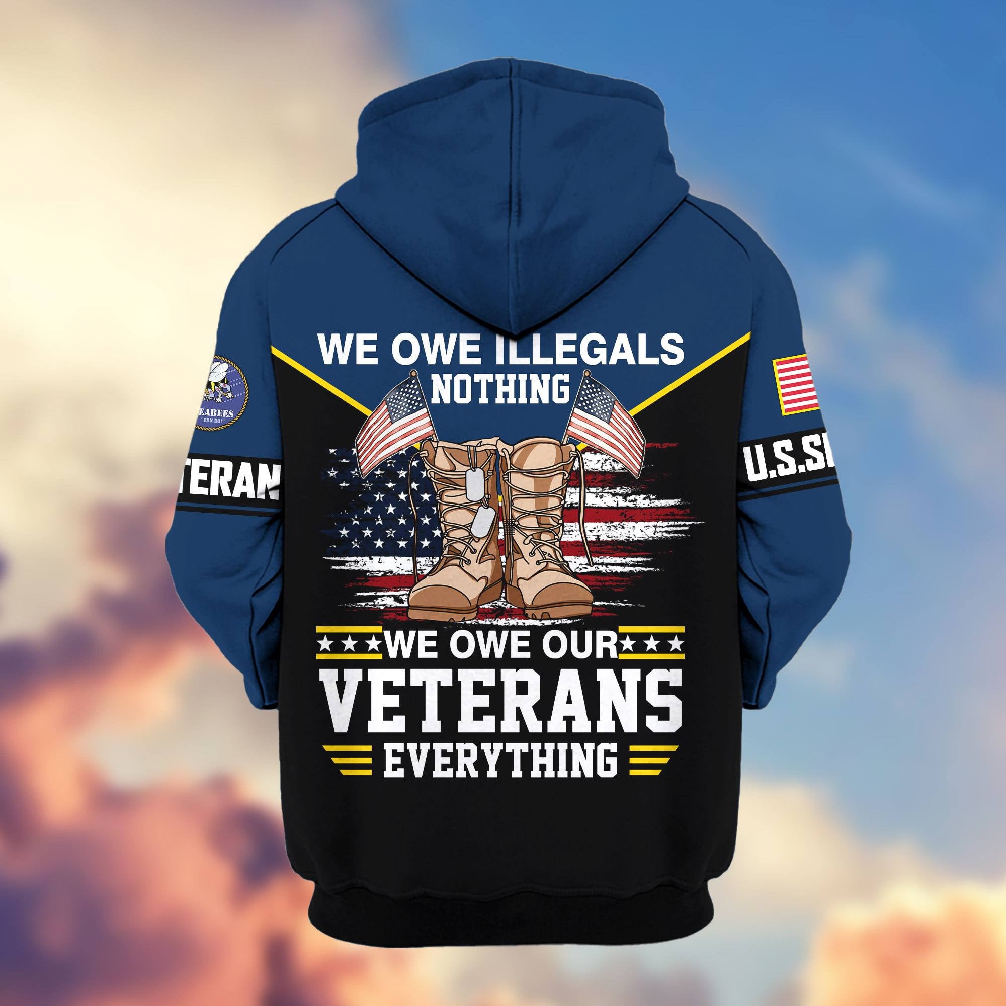 Premium US Veterans Zip Hoodie, Gifts For US Veterans, Gifts On Father's Day, Veterans Day.