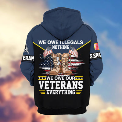 Premium US Veterans Zip Hoodie, Gifts For US Veterans, Gifts On Father's Day, Veterans Day.