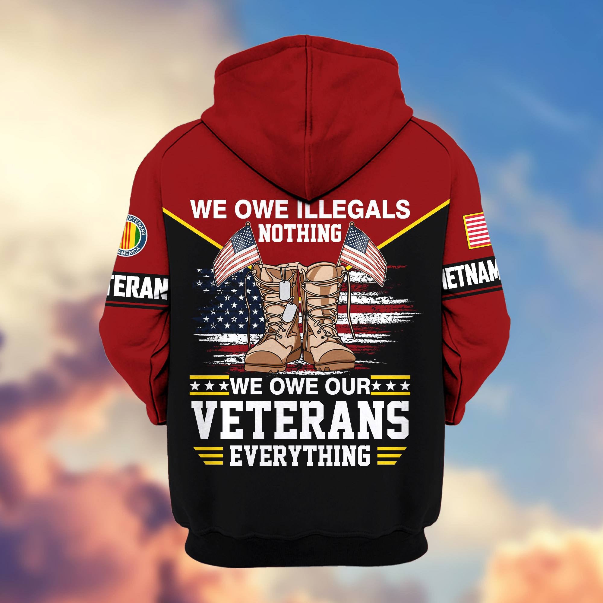 Premium US Veterans Zip Hoodie, Gifts For US Veterans, Gifts On Father's Day, Veterans Day.