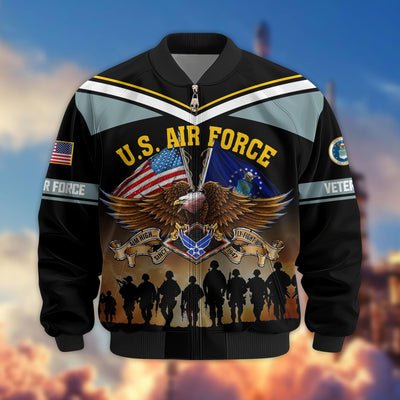 Premium US Veterans Bomber Jacket, Gifts For US Veterans, Gifts On Father's Day, Veterans Day.