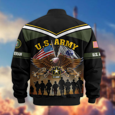 Premium US Veterans Bomber Jacket, Gifts For US Veterans, Gifts On Father's Day, Veterans Day.