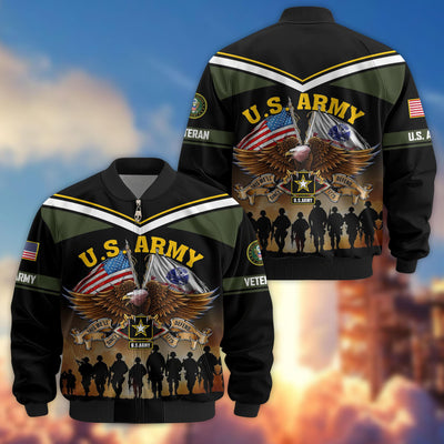 Premium US Veterans Bomber Jacket, Gifts For US Veterans, Gifts On Father's Day, Veterans Day.