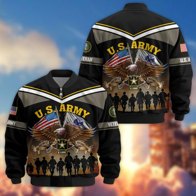 Premium US Veterans Bomber Jacket, Gifts For US Veterans, Gifts On Father's Day, Veterans Day.
