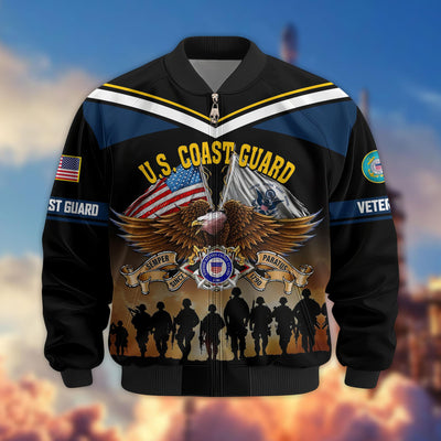 Premium US Veterans Bomber Jacket, Gifts For US Veterans, Gifts On Father's Day, Veterans Day.