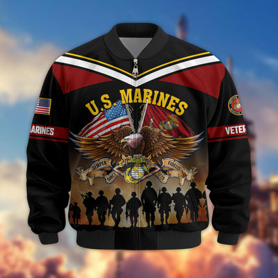 Premium US Veterans Bomber Jacket, Gifts For US Veterans, Gifts On Father's Day, Veterans Day.