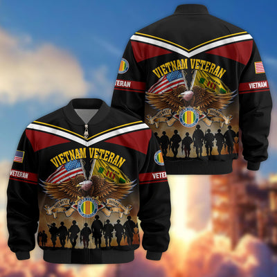 Premium US Veterans Bomber Jacket, Gifts For US Veterans, Gifts On Father's Day, Veterans Day.
