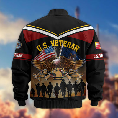Premium US Veterans Bomber Jacket, Gifts For US Veterans, Gifts On Father's Day, Veterans Day.