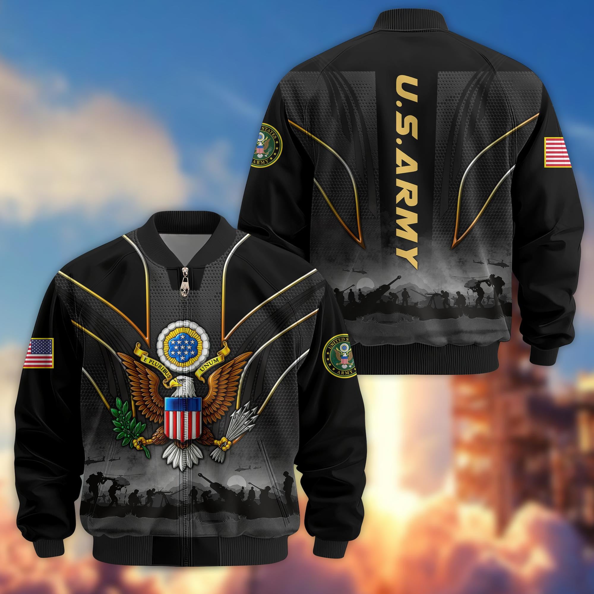 Premium US Veterans Bomber Jacket, Gifts For US Veterans, Gifts On Father's Day, Veterans Day.