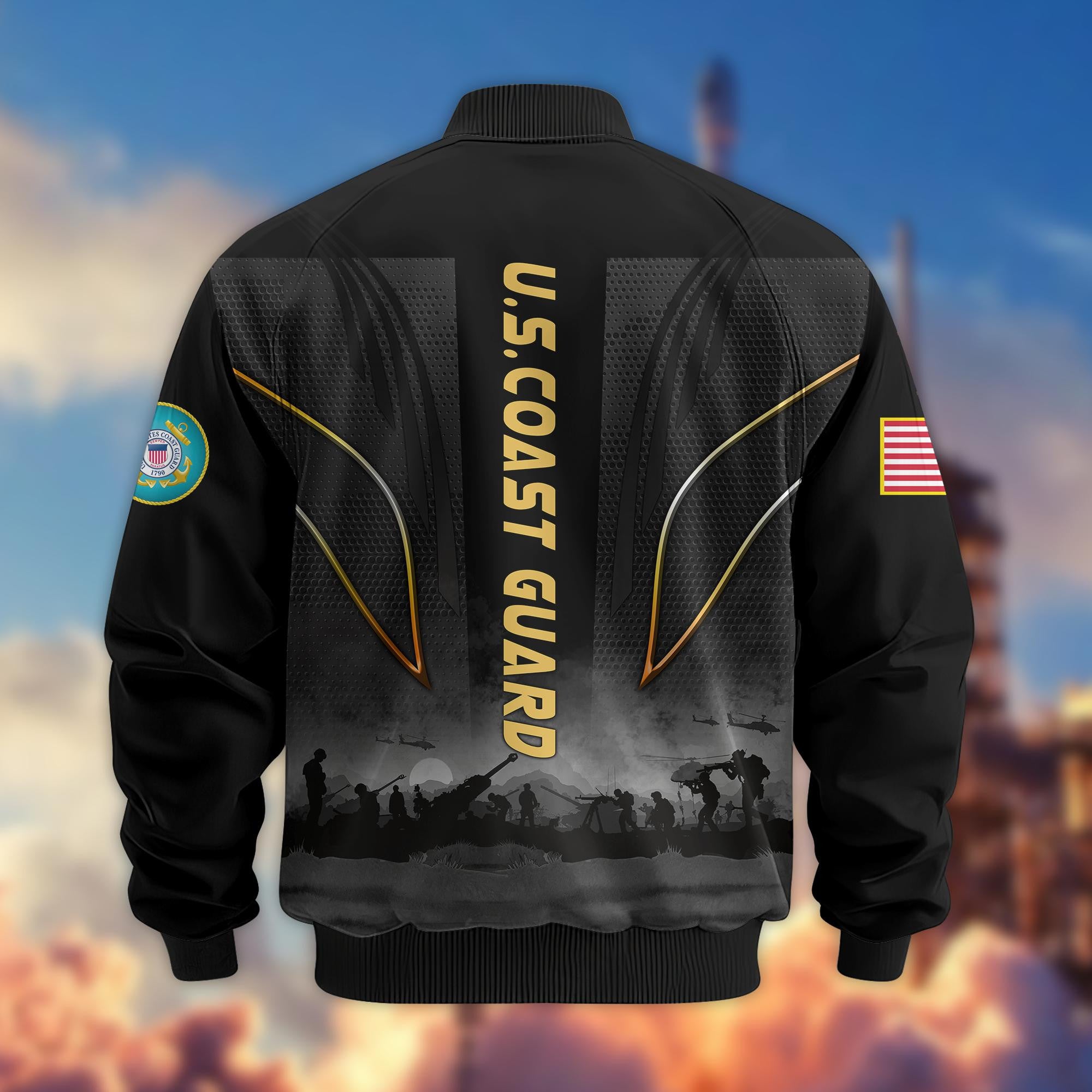Premium US Veterans Bomber Jacket, Gifts For US Veterans, Gifts On Father's Day, Veterans Day.