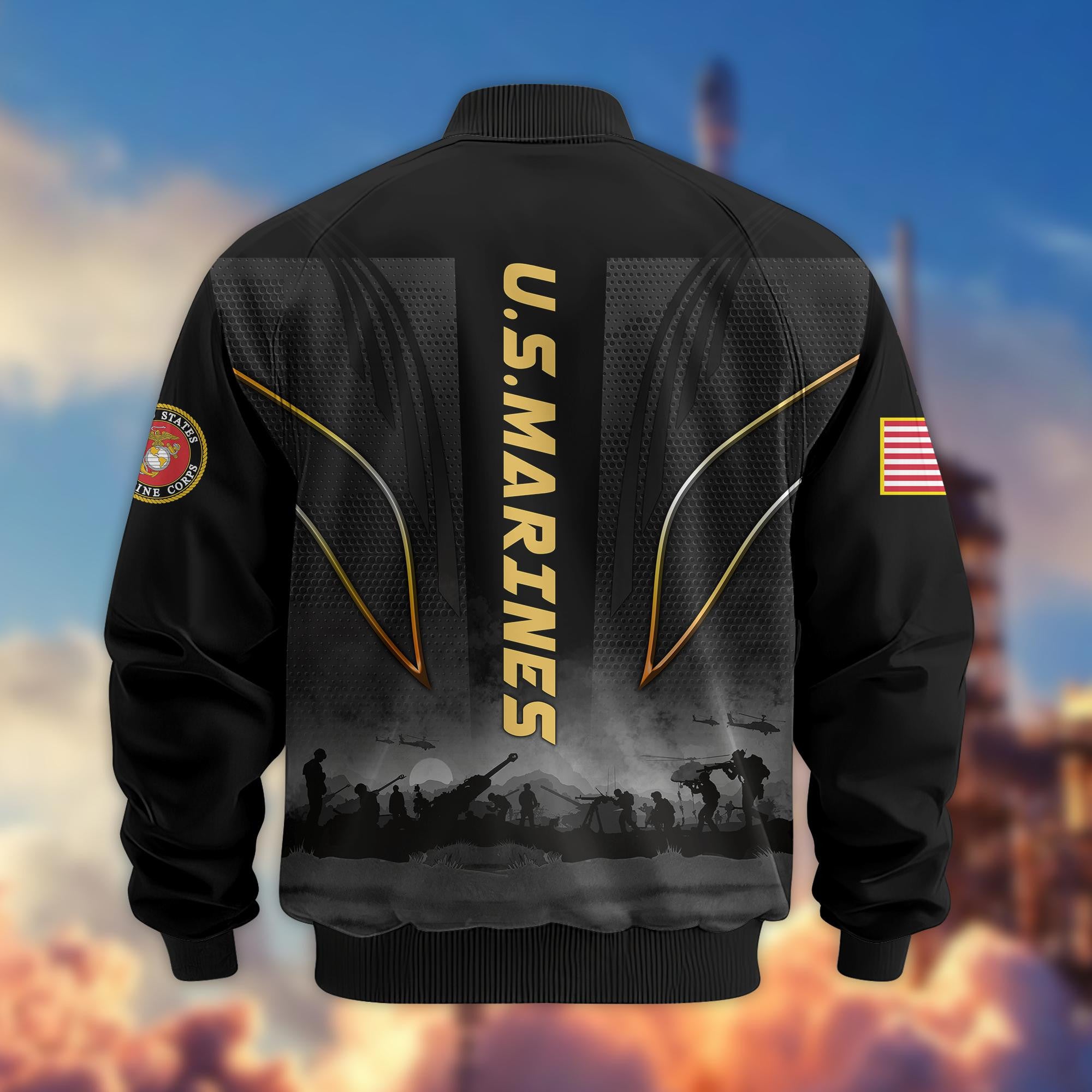 Premium US Veterans Bomber Jacket, Gifts For US Veterans, Gifts On Father's Day, Veterans Day.