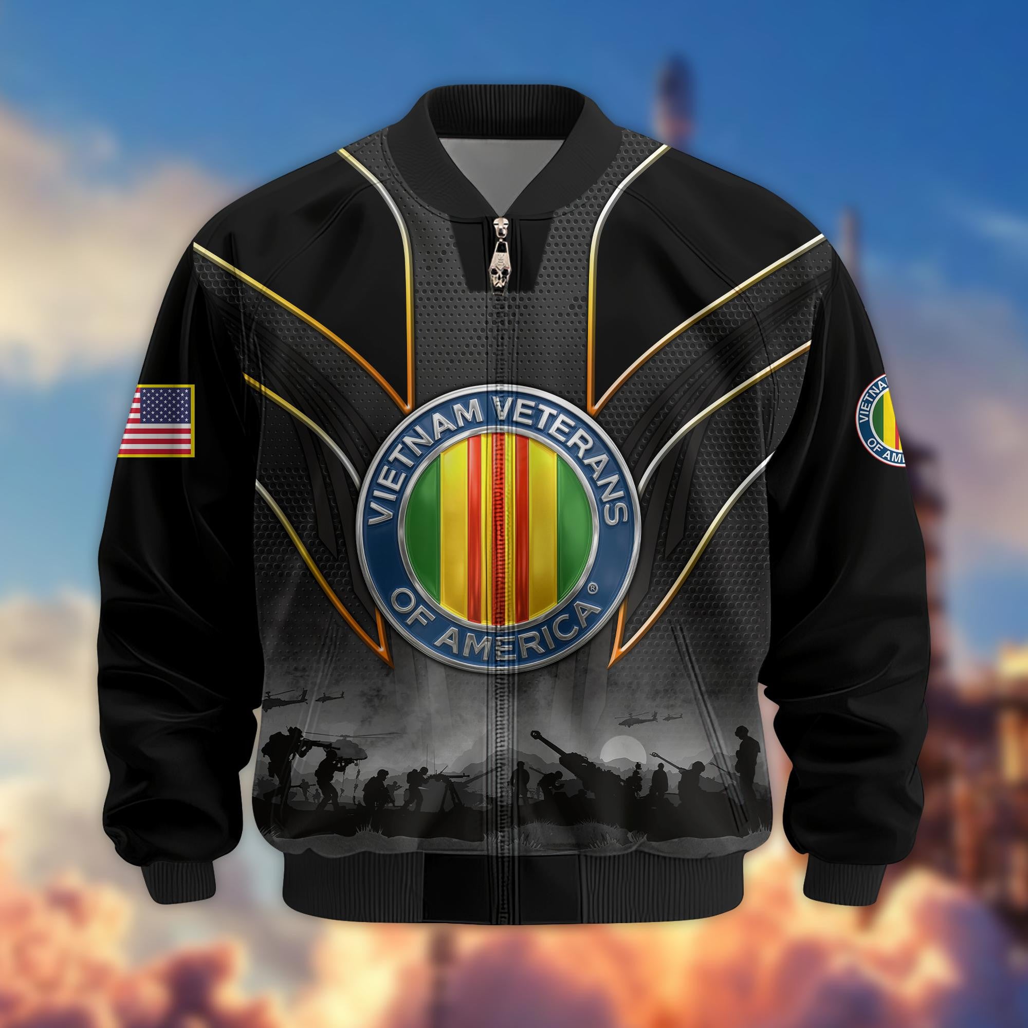 Premium US Veterans Bomber Jacket, Gifts For US Veterans, Gifts On Father's Day, Veterans Day.